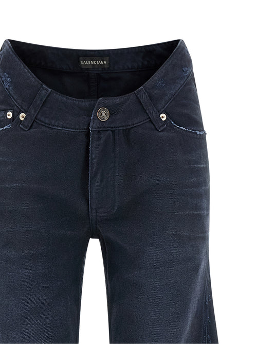 Balenciaga Blue Cotton Flared Jeans