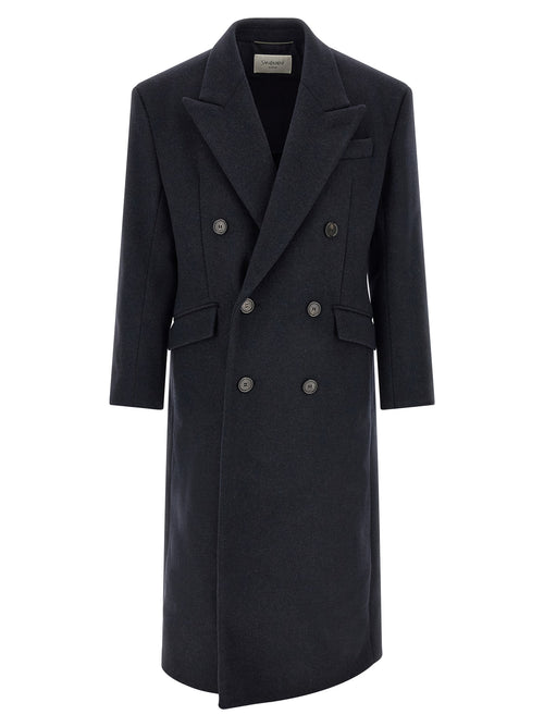 Saint Laurent Blue Wool Coat