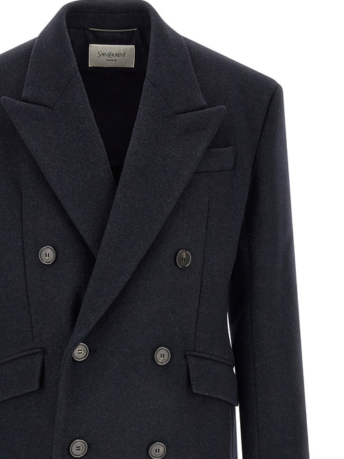 Saint Laurent Blue Wool Coat