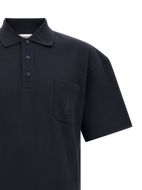 Saint Laurent Blue Cotton Polo Shirt