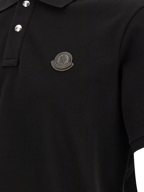 Moncler Black Leather Polo Shirt