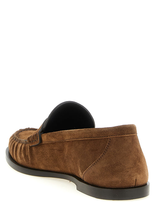 Saint Laurent Brown Calfskin Slip-On Loafers