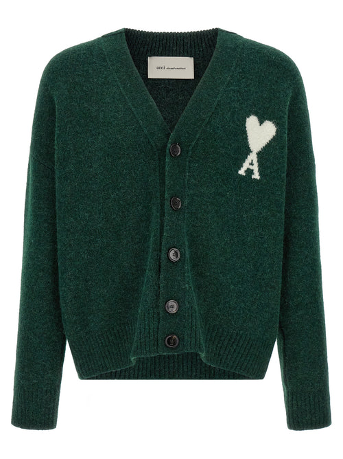 Ami Paris Bicolor Alpaca Leather Cardigan