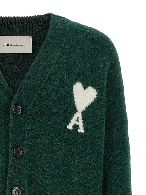Ami Paris Bicolor Alpaca Leather Cardigan