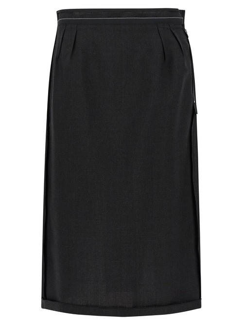 Maison Margiela Black Virgin Wool Midi Skirt