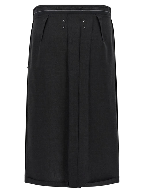 Maison Margiela Black Virgin Wool Midi Skirt