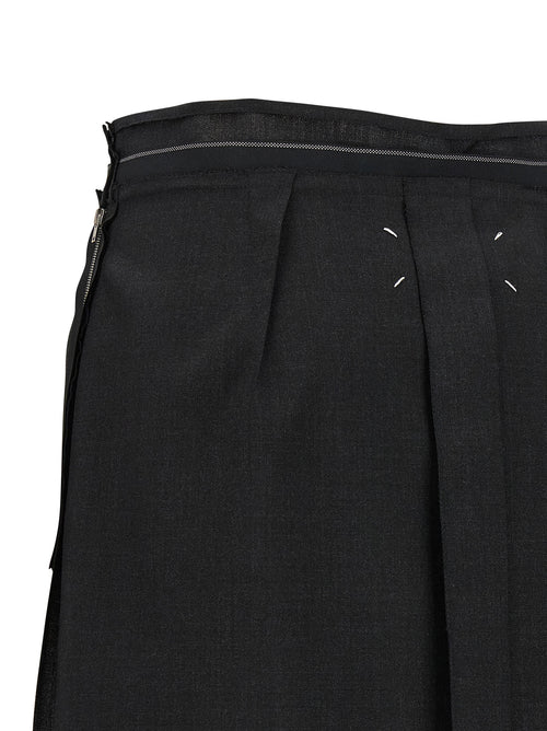 Maison Margiela Black Virgin Wool Midi Skirt