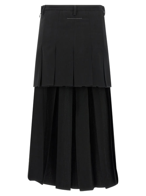MM6 Maison Margiela Black Polyester Midi Skirt