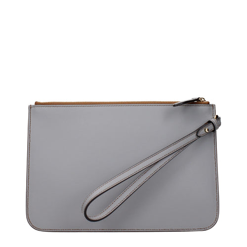 Burberry Gray Leather Clutch Bag