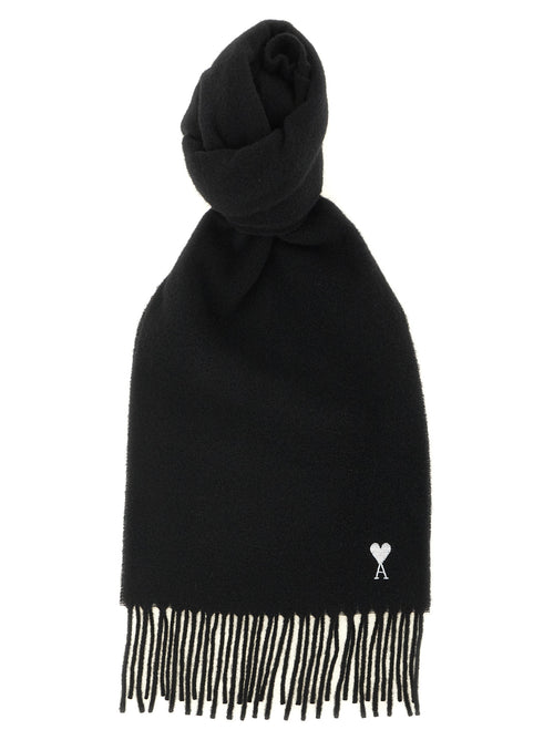 Ami Paris Black Wool Scarf