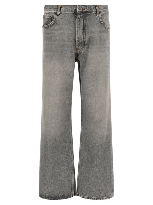Off-White Gray Cotton Relaxed Fit Jeans