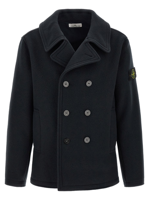 Stone Island Blue Cotton Coat