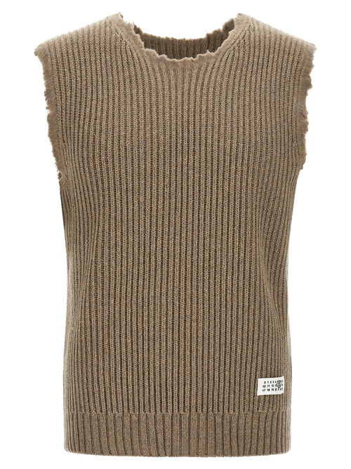 MM6 Maison Margiela Beige Wool Sleeveles Sweater