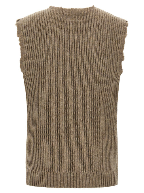 MM6 Maison Margiela Beige Wool Sleeveles Sweater