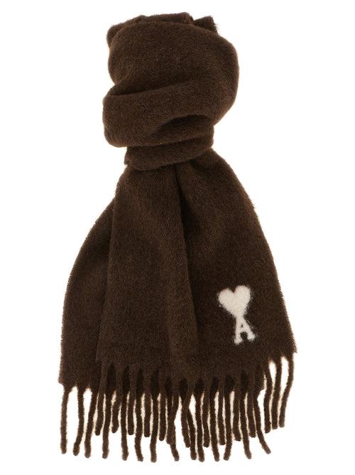 Ami Paris Brown Alpaca Leather Foulard