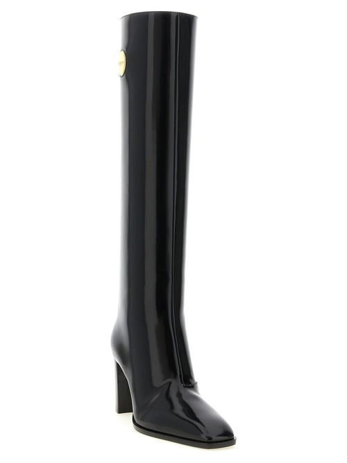 Saint Laurent Black Calfskin Over The Knee