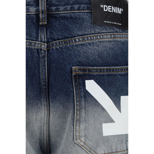 Off-White Gray Cotton Straight-Leg Jeans