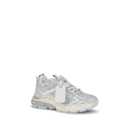Off-White Gray Fabric Athletic Sneakers