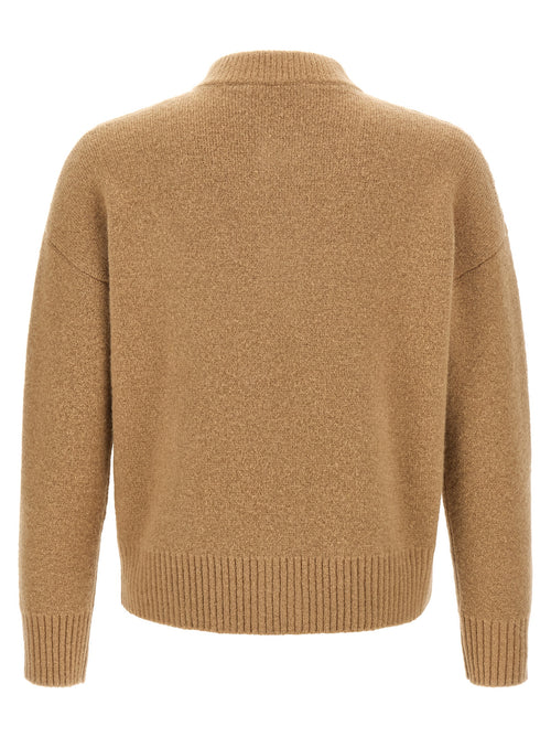 Ami Paris Beige Alpaca Leather Cardigan