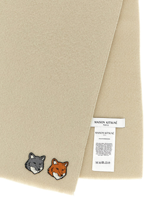 Maison Kitsuné White Virgin Wool Scarf