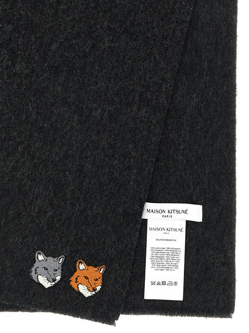 Maison Kitsuné Gray Virgin Wool Scarf