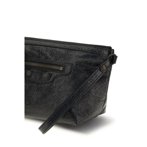 Balenciaga Black Lamb Ovis Aries Clutch Bag
