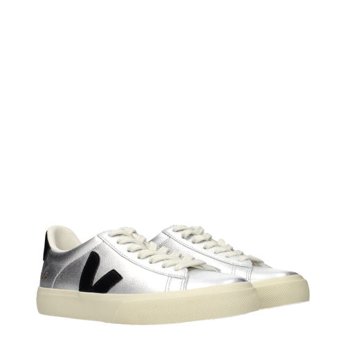 Veja Gray Leather Low Top Sneakers