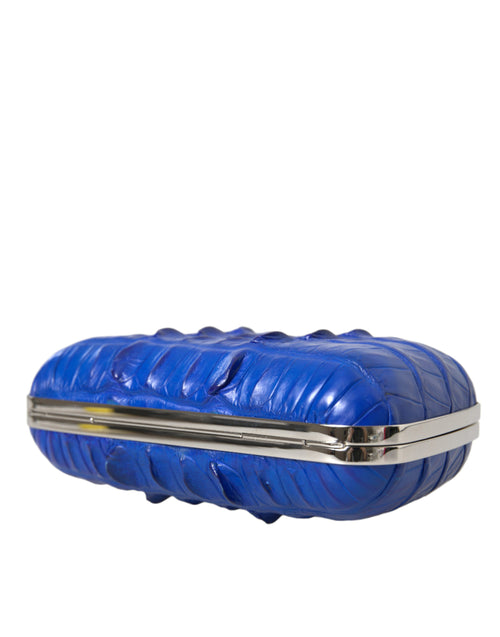 Balenciaga Blue Exotic Skin Leather Shoulder Crossbody Box Clutch Bag