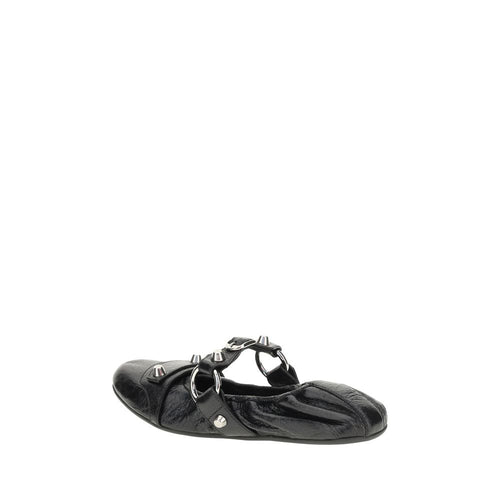 Balenciaga Black Calf Leather Bos Taurus Ballet Flats