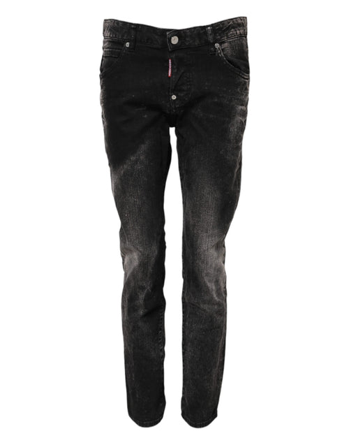 Dsquared² Black Washed Mid Waist Tapered Denim Jeans