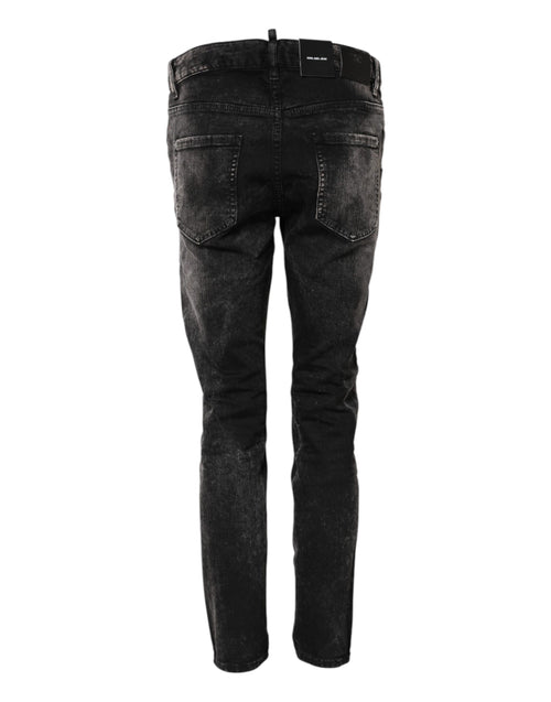 Dsquared² Black Washed Mid Waist Tapered Denim Jeans
