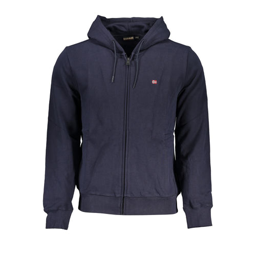 Napapijri Blue Cotton Men Sweater with Hood