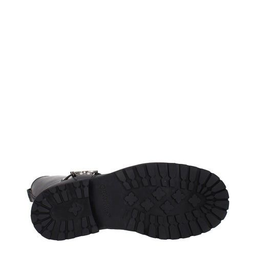 Off-White Black Leather Flat Boots