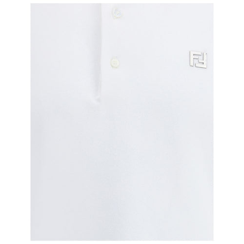 Fendi White Cotton Polo Shirt