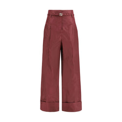 Fendi Bordeaux Silk Casual Pants
