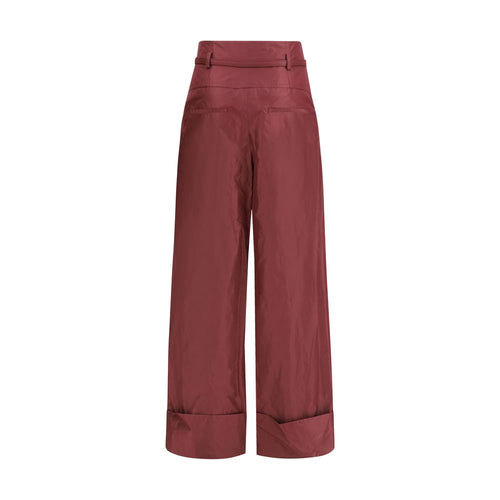 Fendi Bordeaux Silk Casual Pants
